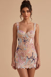 Pink Bodycon Corset Sequin Short Homecoming Dress