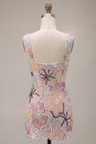 Pink Bodycon Corset Sequin Short Homecoming Dress