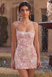 Strapless Pink Appliqued Corset Short Homecoming Dress