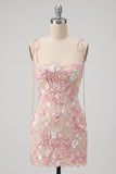 Strapless Pink Appliqued Corset Short Homecoming Dress