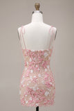 Strapless Pink Appliqued Corset Short Homecoming Dress
