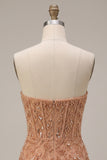 Beaded Champagne Strapless Corset Bodycon Homecoming Dress
