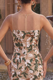 Light Khaki Bodycon Sequin Corset Short Homecoming Dress with Slit