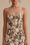 Light Khaki Bodycon Sequin Corset Short Homecoming Dress with Slit