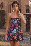 Strapless Black A Line Sequin Short Homecoming Dress