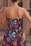 Strapless Black A Line Sequin Short Homecoming Dress
