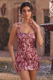 Red Sequin Bodycon Homecoming Dress with Bows