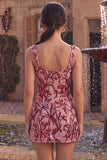 Red Sequin Bodycon Homecoming Dress with Bows