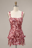 Red Sequin Bodycon Homecoming Dress with Bows