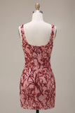 Red Sequin Bodycon Homecoming Dress with Bows