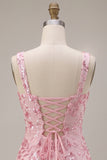 Sequin Pink Bodycon Short Homecoming Dress with Bow