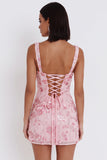 Sequin Pink Bodycon Short Homecoming Dress with Bow