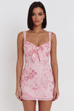 Sequin Pink Bodycon Short Homecoming Dress with Bow