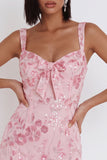 Sequin Pink Bodycon Short Homecoming Dress with Bow