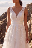 Lace White A Line V Neck Midi Engagement Dress