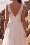 Lace White A Line V Neck Midi Engagement Dress