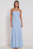 Strapless Floral Beaded Pink Bridesmaid Dress with Lace-up Back