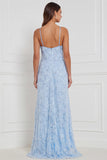 Light Blue Halter 3D Floral Beaded Bridesmaid Dress