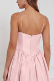 Olive Satin Spaghetti Straps A Line Long Bridesmaid Dress