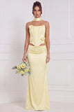 Sage Green 2 Piece Strapless 3D Flower Corset Bridesmaid Dress with Scarf