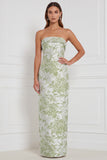 Strapless Fuchsia Sheath Floral Bridesmaid Dress with Back Bow