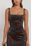 Espresso Square Neck Burnout Velvet Mermaid Bridesmaid Dress