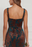 Espresso Square Neck Burnout Velvet Mermaid Bridesmaid Dress