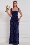 Espresso Square Neck Burnout Velvet Mermaid Bridesmaid Dress