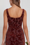 Espresso Square Neck Burnout Velvet Mermaid Bridesmaid Dress