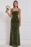 Espresso Square Neck Burnout Velvet Mermaid Bridesmaid Dress