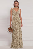 Dusty Rose Sheath V Neck Burnout Velvet Bridesmaid Dress with Scarf