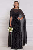 Burnout Velvet Terracotta Long Bridesmaid Dress with Cape