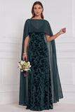 Burnout Velvet Terracotta Long Bridesmaid Dress with Cape
