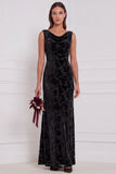 Olive Cowl Neck Burnout Velvet Sheath Bridesmaid Dress