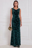 Olive Cowl Neck Burnout Velvet Sheath Bridesmaid Dress