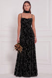 Burnout Velvet Brown A Line Bridesmaid Dress with Scarf