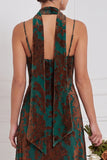 Burnout Velvet Brown A Line Bridesmaid Dress with Scarf