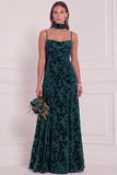 Burnout Velvet Brown A Line Bridesmaid Dress with Scarf