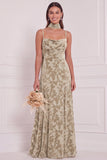 Burnout Velvet Brown A Line Bridesmaid Dress with Scarf