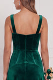 Burnt Orange Square Neck A Line Velvet Bridesmaid Dress