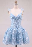 Cute Pink Corset A Line Sequin Flower Homecoming Dress