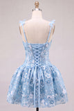 Cute Pink Corset A Line Sequin Flower Homecoming Dress