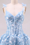 Cute Pink Corset A Line Sequin Flower Homecoming Dress