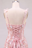 Sequin Flower Corset Bodycon Pink Homecoming Dress