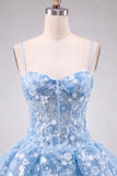 Apricot Corset Sequin Flower A Line Homecoming Dress with Lace-up Back