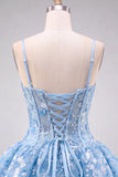 Apricot Corset Sequin Flower A Line Homecoming Dress with Lace-up Back