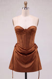 Yellow Corset Strapless Short Homecoming Dress with Lace-up Back