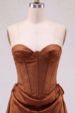 Yellow Corset Strapless Short Homecoming Dress with Lace-up Back