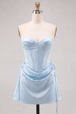 Yellow Corset Strapless Short Homecoming Dress with Lace-up Back