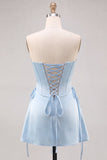 Yellow Corset Strapless Short Homecoming Dress with Lace-up Back